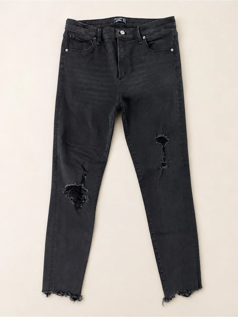 Abercrombie & Fitch Jeans Womens 31/12 Black Simone High Rise Ankle Distressed